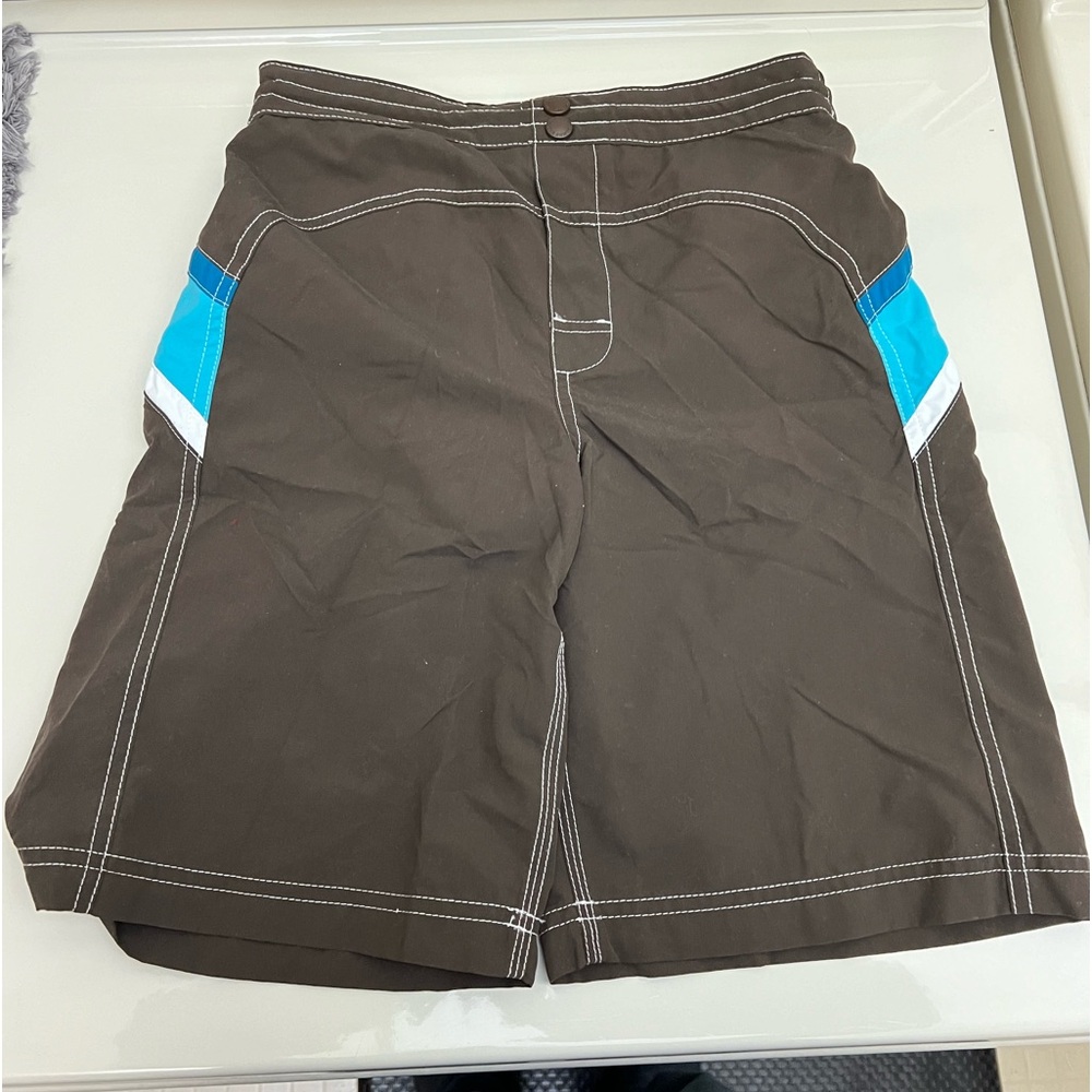 LAND’S END Boys Swim Suit Bottoms Board Shorts Brown 10-12 M NWT